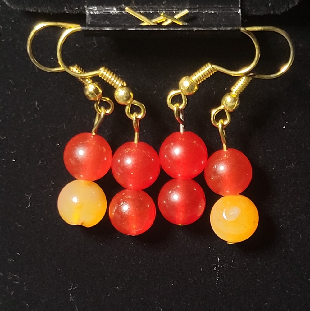 Red And Orange Carnelian Crystal Earrings